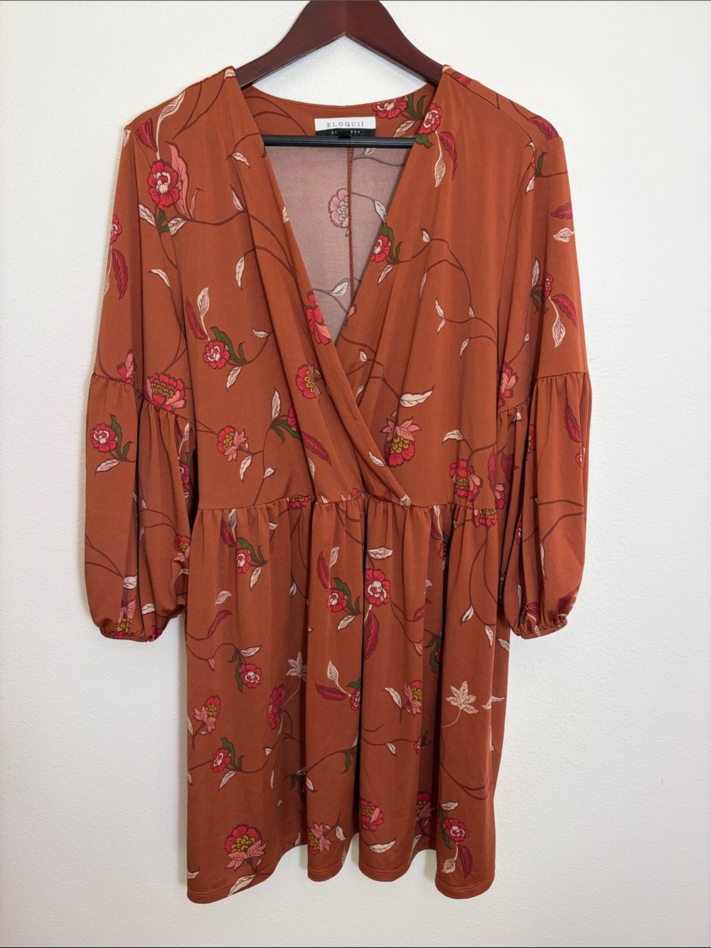 Eloquii Rust Floral Tunic Top